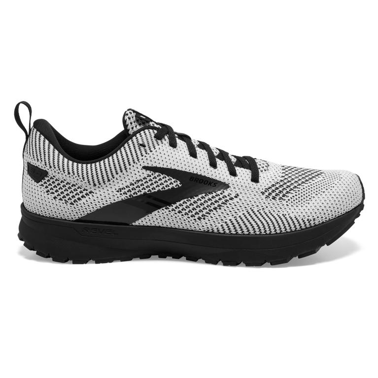 Brooks Revel 5 - Mens Performance Road Running Shoes - White/Black (30469QAHP)